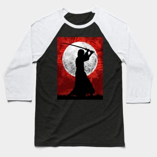 Samurai Moon Red Baseball T-Shirt